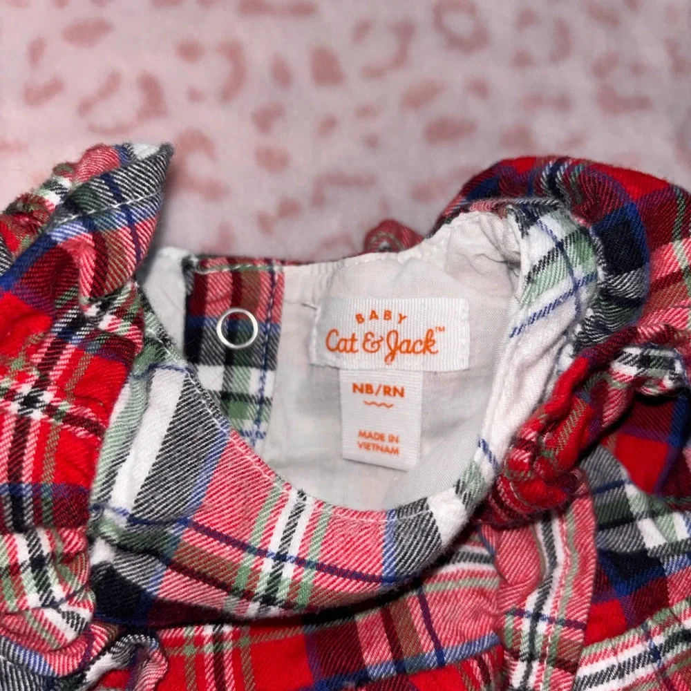 Cat & Jack Red Plaid Ruffle Top with Matching Bloomer